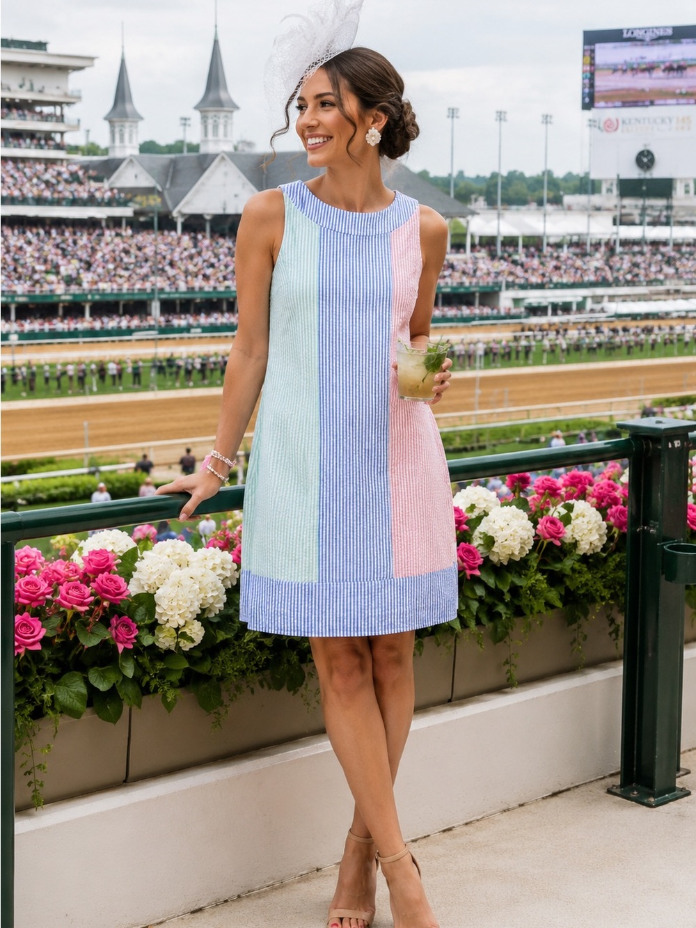 Vineyard Vines Kentucky Derby 145 Seersucker Dress Womens Size 2 Sleeveless EUC!